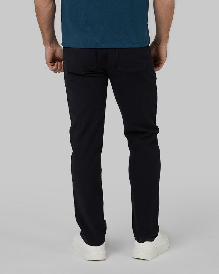 32 Degrees Black _ Mens Slim Straight 5-Pocket Stretch Twill Pant {model: Cedric is 6'1.5", wearing size 32}{bottom}{right} {bottom}{right}