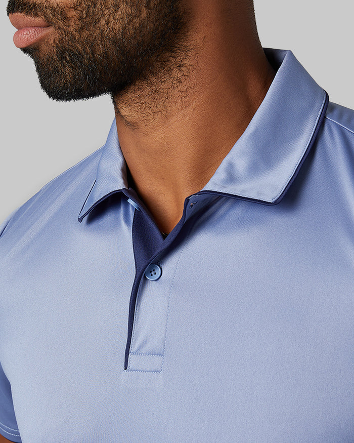 32 Degrees Gin _ Men's stretch Flow Tipped Polo {model: Nick is 6'3", wearing size M}{bottom}{right} {bottom}{right}