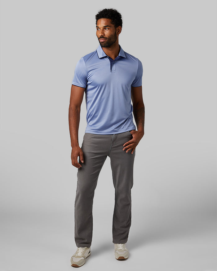 32 Degrees Gin _ Men's stretch Flow Tipped Polo {model: Nick is 6'3", wearing size M}{bottom}{right} {bottom}{right}
