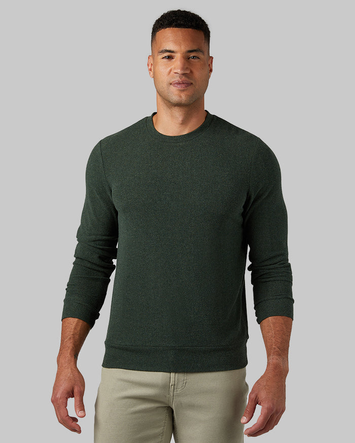 32 Degrees Mountain View Heather _ Men's sweater Knit Crew Top {model: Devin is 6'2", wearing size M}{bottom}{right} {bottom}{right}