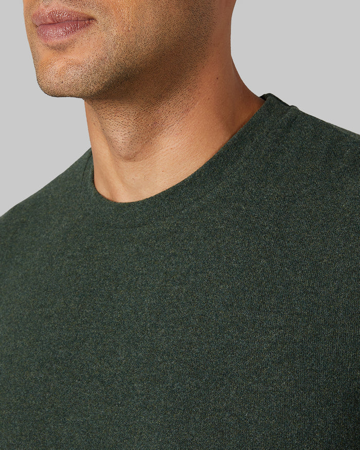 32 Degrees Mountain View Heather _ Men's sweater Knit Crew Top {model: Devin is 6'2", wearing size M}{bottom}{right} {bottom}{right}