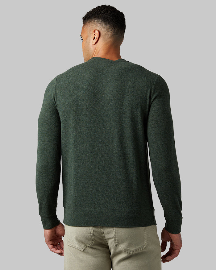 32 Degrees Mountain View Heather _ Men's sweater Knit Crew Top {model: Devin is 6'2", wearing size M}{bottom}{right} {bottom}{right}