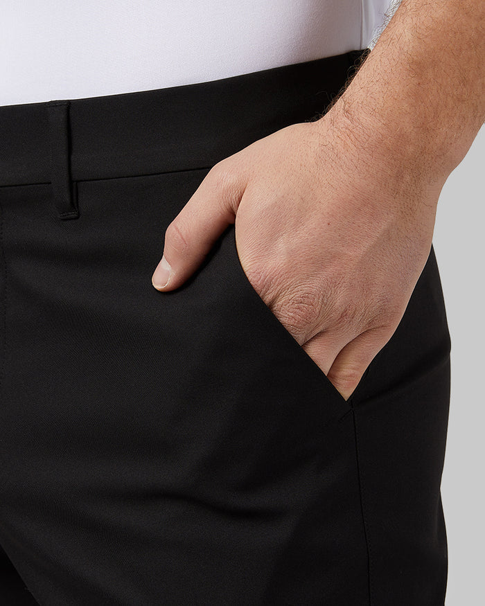 32 Degrees Black _ Men's Twill Tech 9-Inch short {model: Ethan is 6'2", wearing size M}{bottom}{right} {bottom}{right}