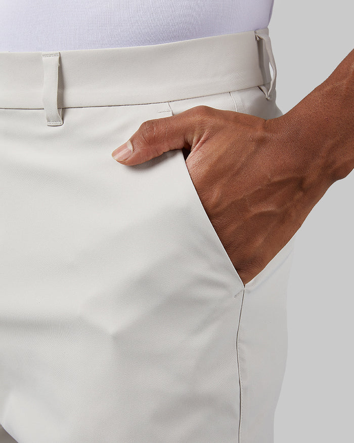 32 Degrees Ash Grey _ Men's Twill Tech 9-Inch short {model: Isaiah is 6'2", wearing size M}{bottom}{right} {bottom}{right}