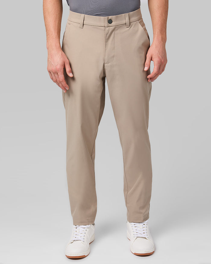 32 Degrees Sandstone_ Twill Tech Pant {model: David is 6'2", wearing size M}{bottom}{right} {bottom}{right}