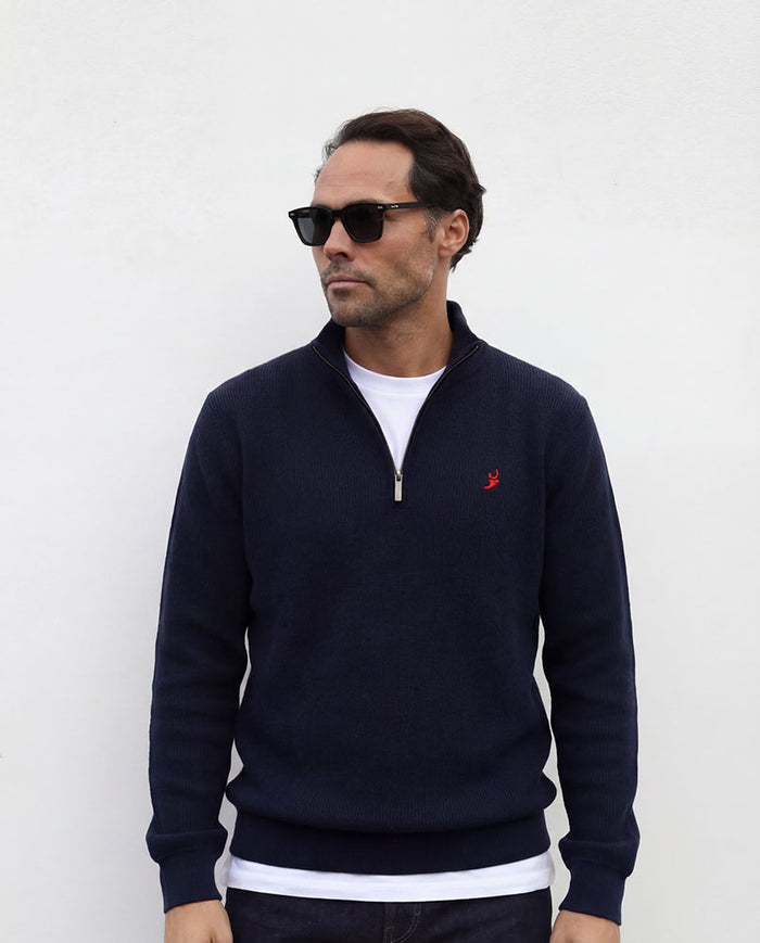 Merino 1/4 zip | Navy Marl