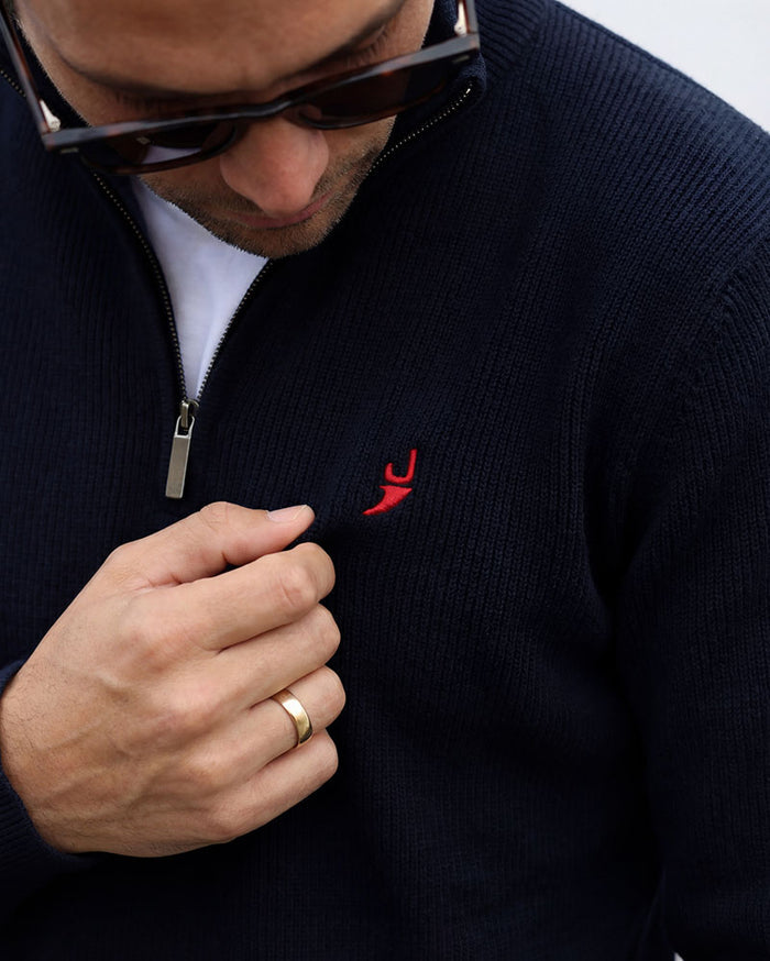 Merino 1/4 zip | Navy Marl
