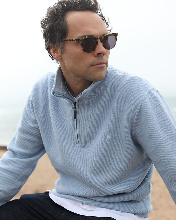 Merino-Blend 1/4 Zip | Baby Blue