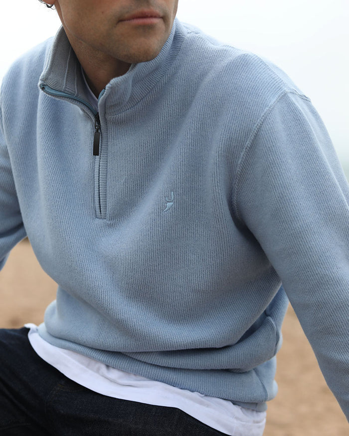 Merino-Blend 1/4 Zip | Baby Blue