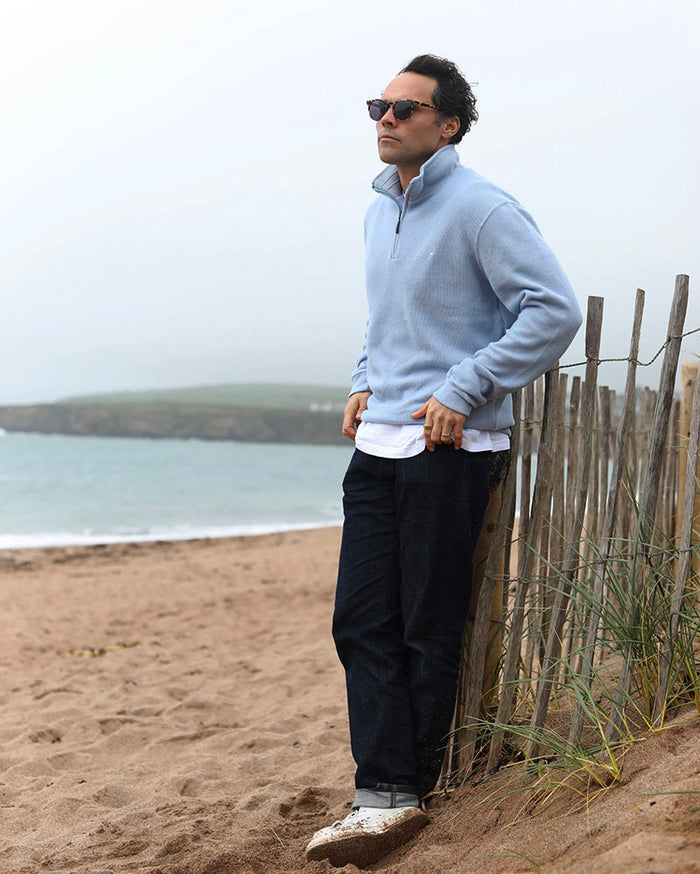 Merino-Blend 1/4 Zip | Baby Blue
