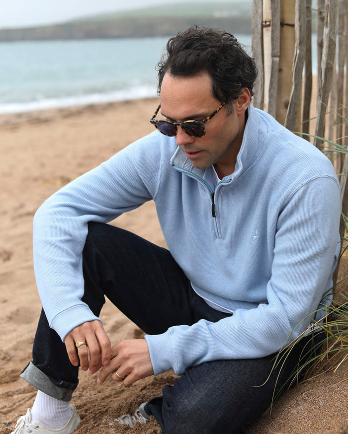 Merino-Blend 1/4 Zip | Baby Blue