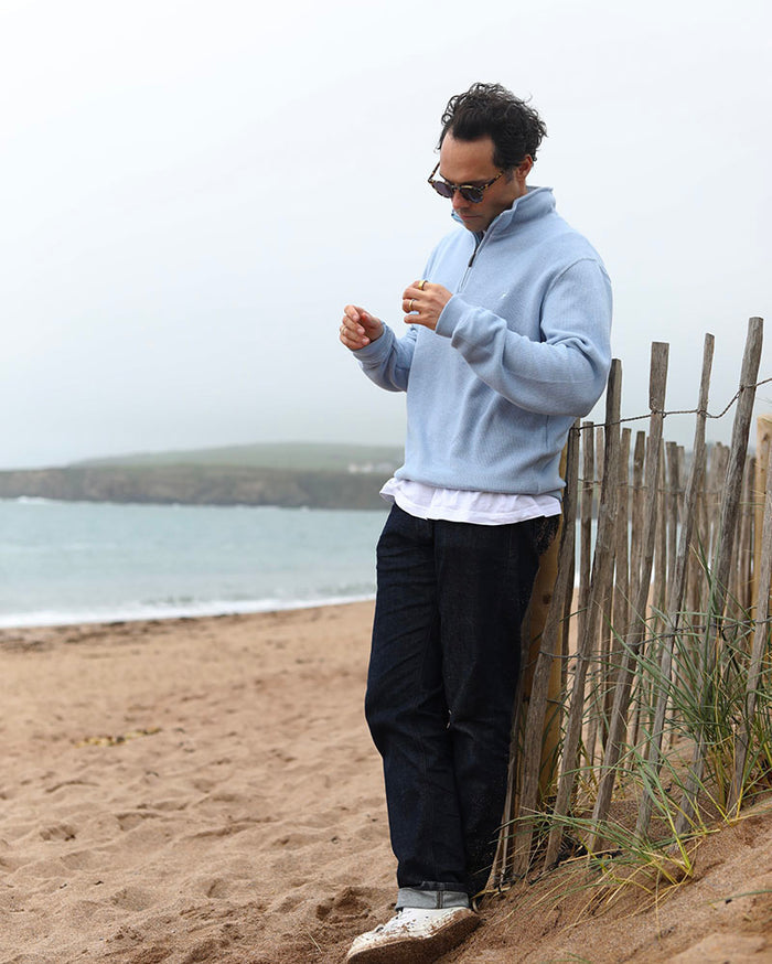 Merino-Blend 1/4 Zip | Baby Blue