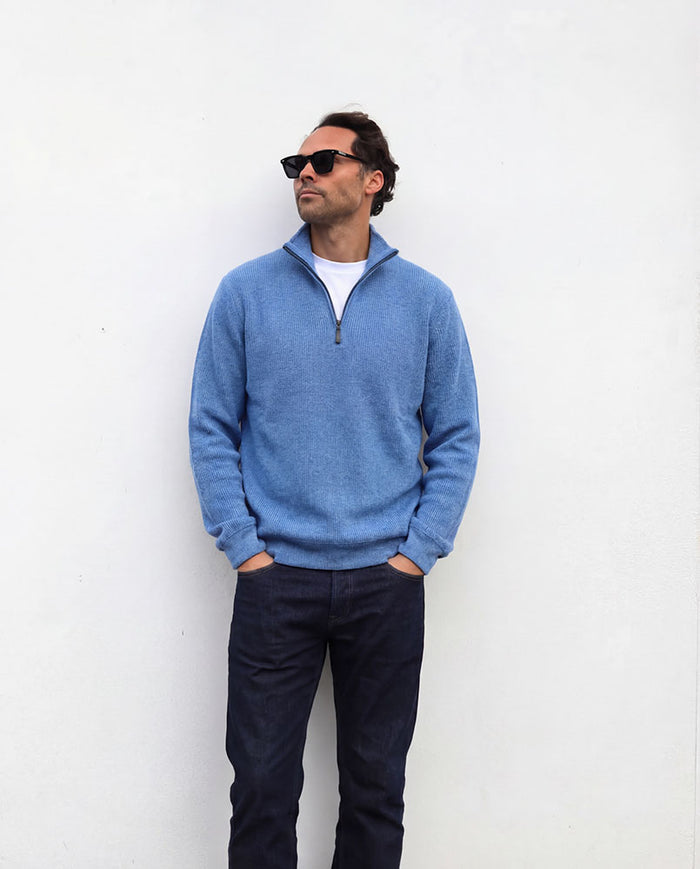 Merino Blend 1/4 Zip | Mylor Blue