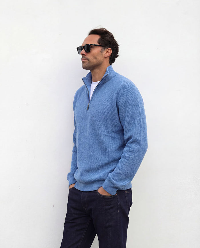 Merino Blend 1/4 Zip | Mylor Blue