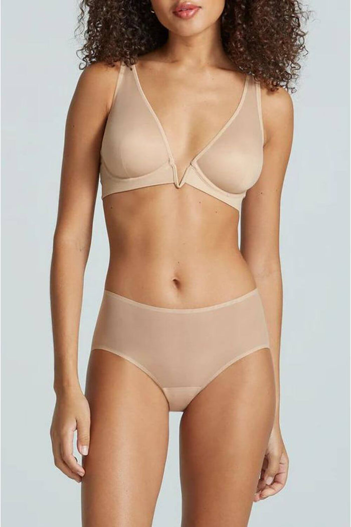 Commando Mesh Plunge Underwire Bra in Beige