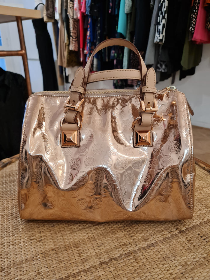 Micheal Kors Rose Gold Metallic  Greyson Bag