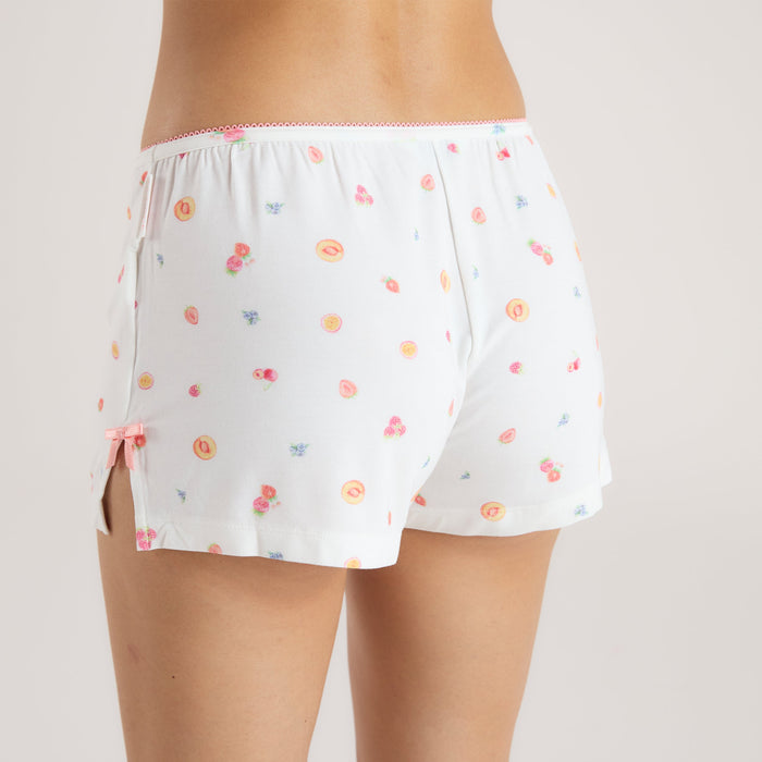Modal Pyjama Shorts - White Fruits