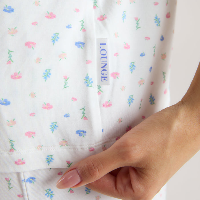 Modal Short Sleeve Pyjama Shirt - White Floral