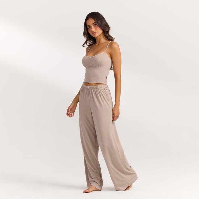 Modal Straight-Leg Pyjama Bottoms - Brown Marl