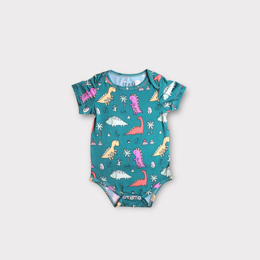 Multicolored Bamboo Dinosaur Bodysuit – Soft Baby Boy One-Piece with Fun Print image 0