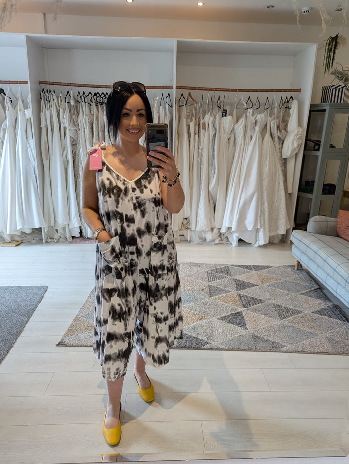 My Story white tie dye jumpsuit M/L NWT