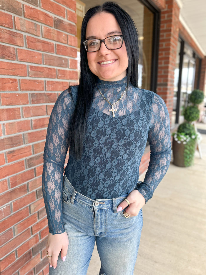Naughty List Teal Sheer Layering Top
