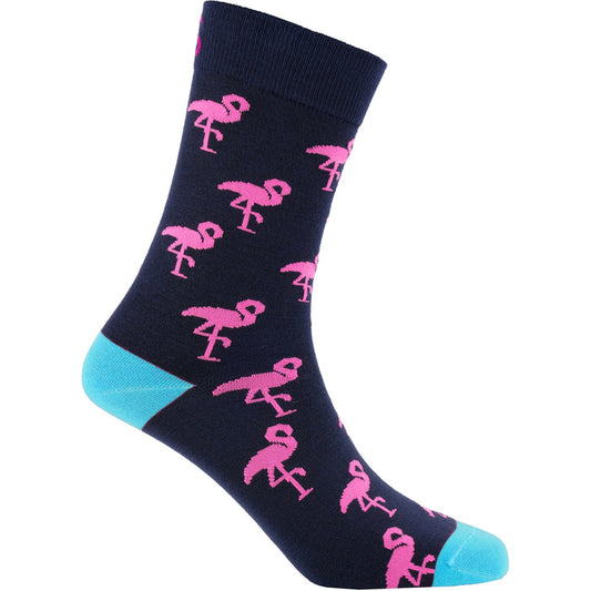 Navy Flamingos Cotton Socks