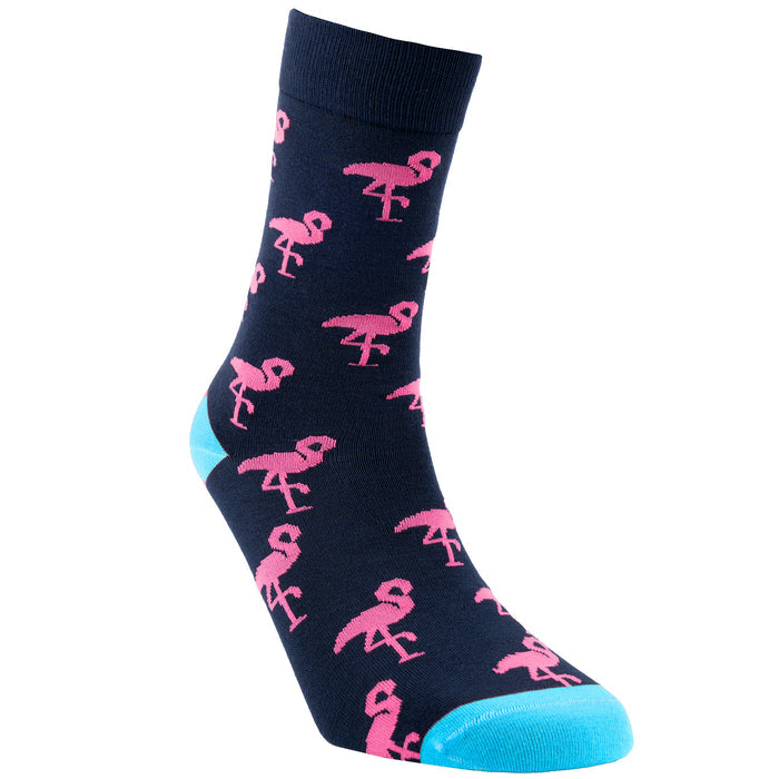 Navy Flamingos Cotton Socks