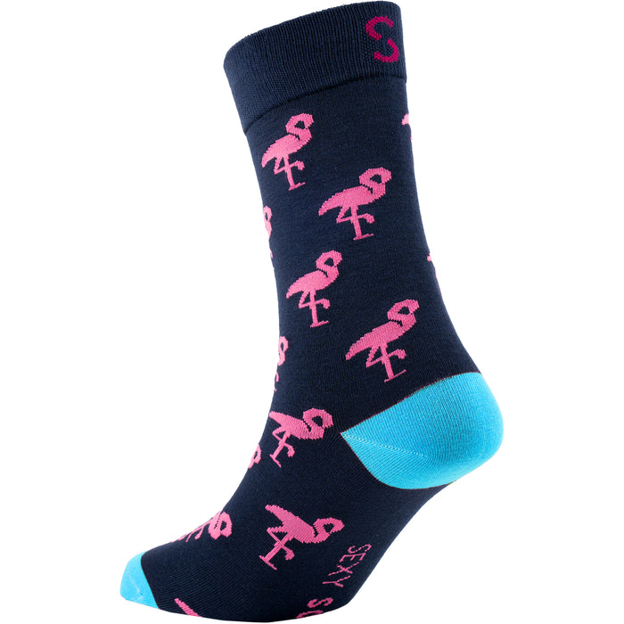 Navy Flamingos Cotton Socks