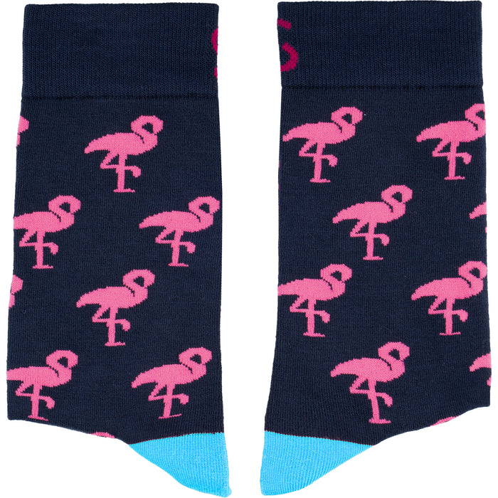 Navy Flamingos Cotton Socks