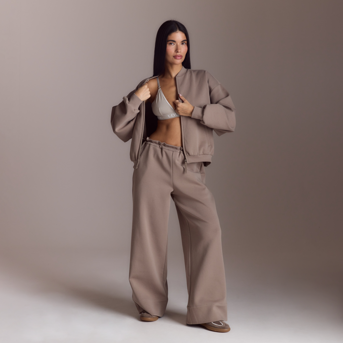 Neoprene Bomber Jacket - Taupe