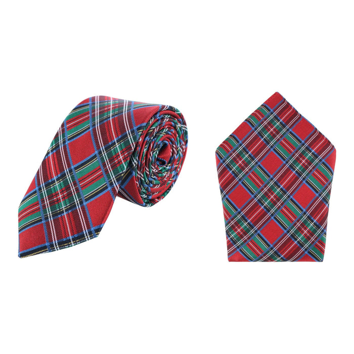 Nicholas Tartan Plaid Silk Necktie and Pocket Square Bundle