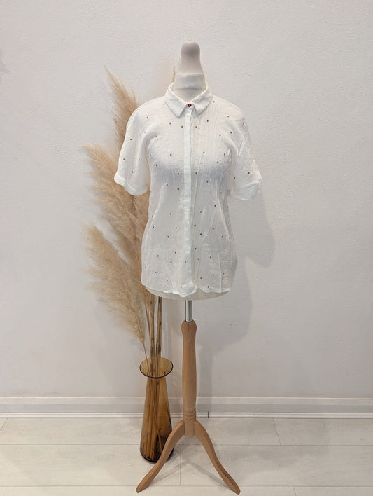 Numph White/ Pink dot Shirt XS