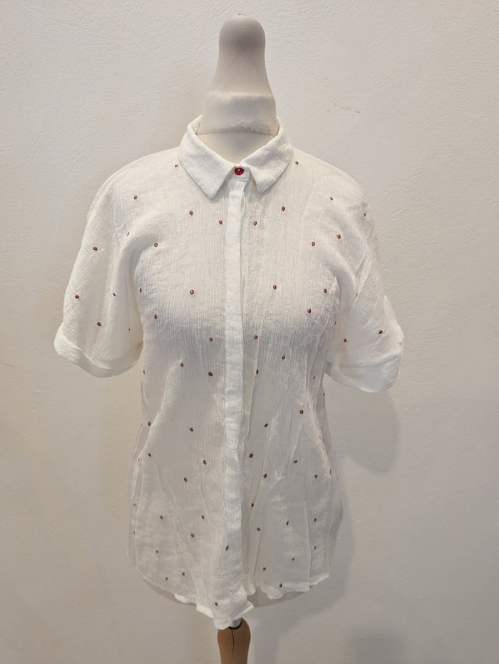 Numph White/ Pink dot Shirt XS