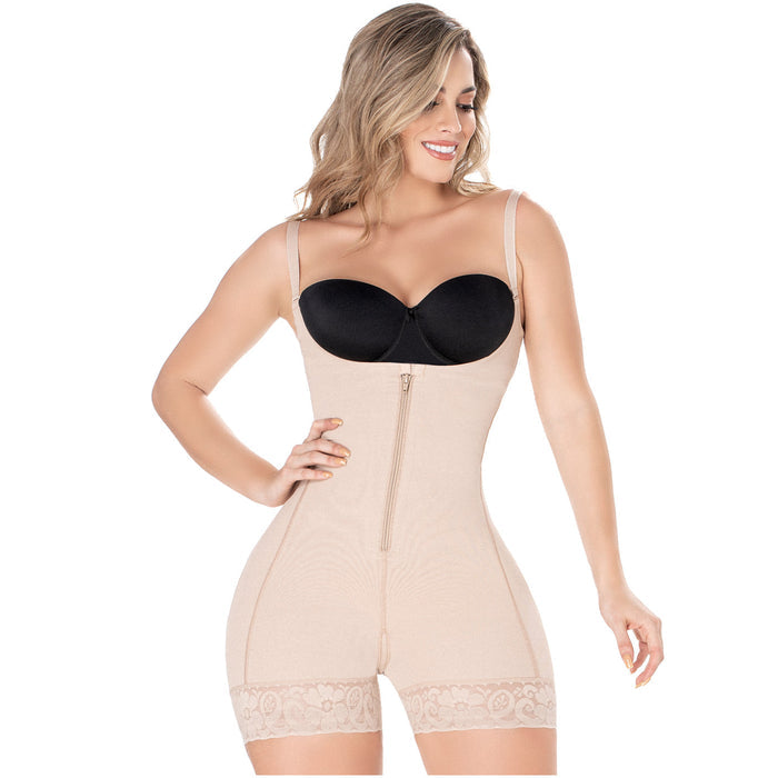 Open Bust Mid-Thigh Postpartum Compression Shapewear – Girdle After Pregnancy & Butt-Lifting Body Shaper