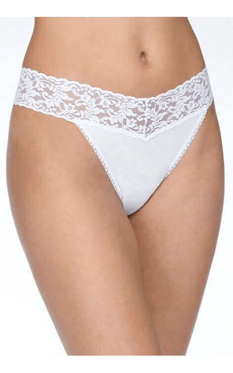 Hanky Panky Organic Cotton Original Rise Thong Color: White  at Petticoat Lane  Greenwich, CT