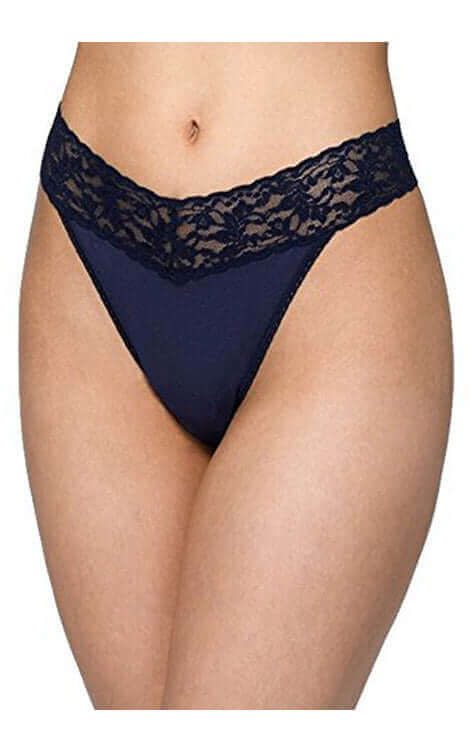 Hanky Panky Organic Cotton Original Rise Thong Color: Navy  at Petticoat Lane  Greenwich, CT