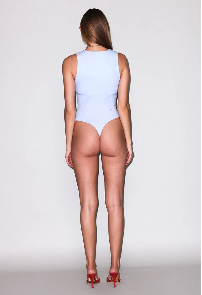 Fleur du Mal Organic Cotton Scoop Neck Bodysuit in Ice Queen