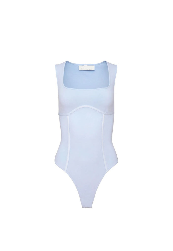 Fleur du Mal Organic Cotton Scoop Neck Bodysuit in Ice Queen