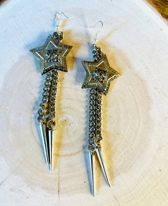 Outlaw Chain Concho Dangle Earrings