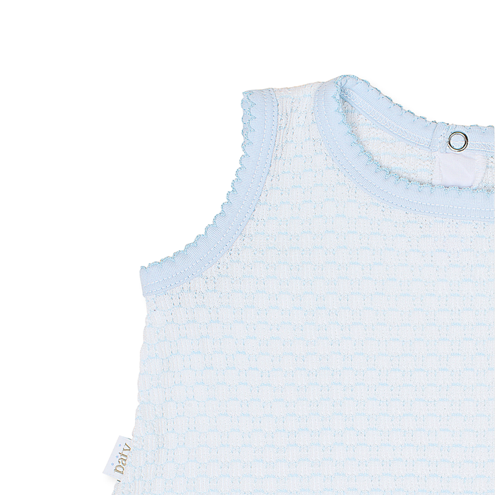 Paty Blue Knit Pinstripe Diaper Set with Pima Trim