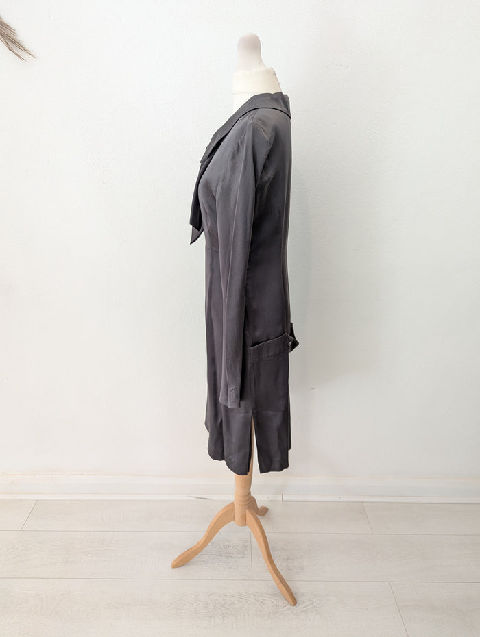 Paul Smith Blue charcoal silk dress 42 (6)