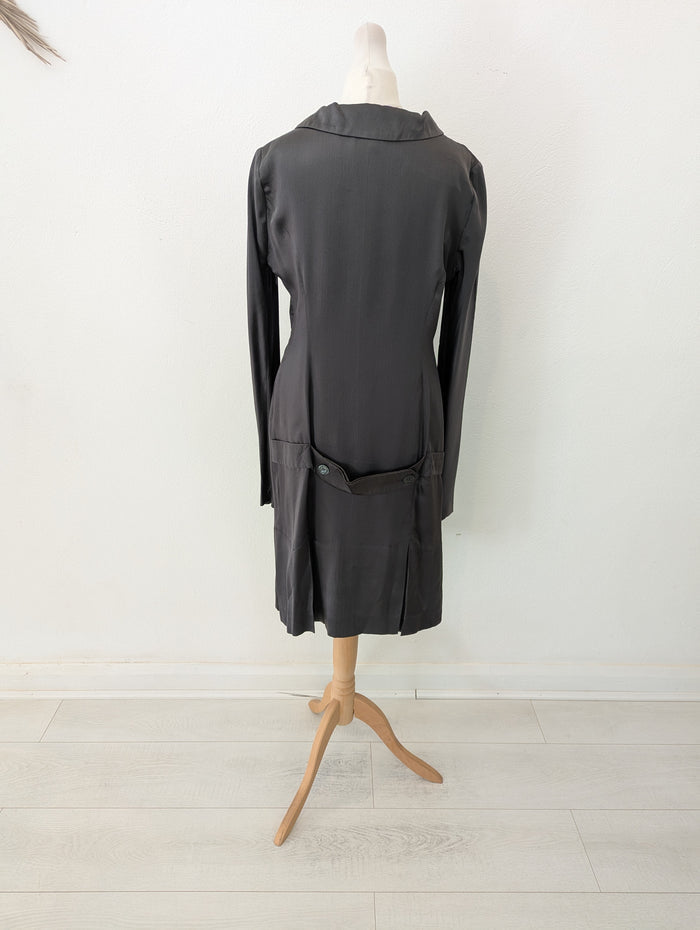 Paul Smith Blue charcoal silk dress 42 (6)
