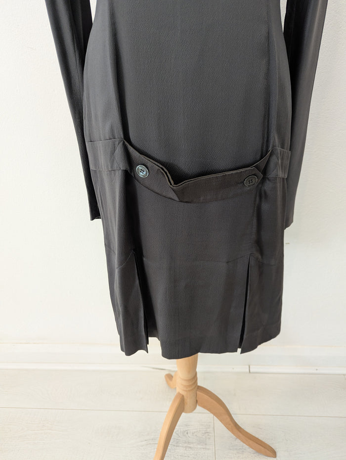 Paul Smith Blue charcoal silk dress 42 (6)