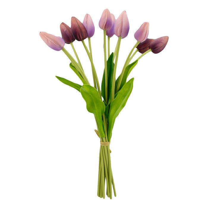 Peach Coral 18" One Dozen-Long Stem Real Touch Tulip Bud Bouquet