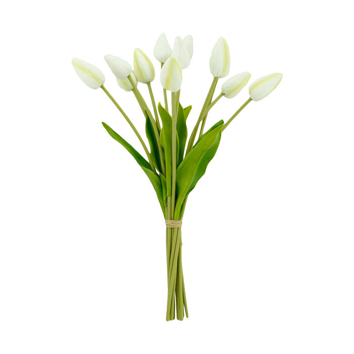 Peach Coral 18" One Dozen-Long Stem Real Touch Tulip Bud Bouquet