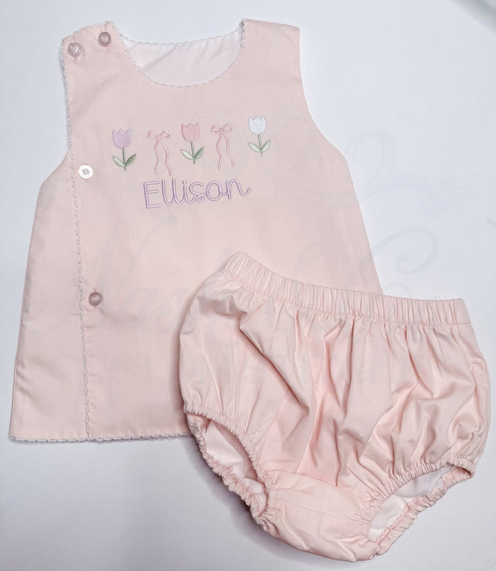 Peach Signature Scalloped Diaper Set