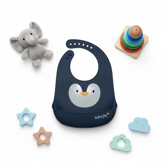 Penguin Dark Blue Silicone Bib image 0