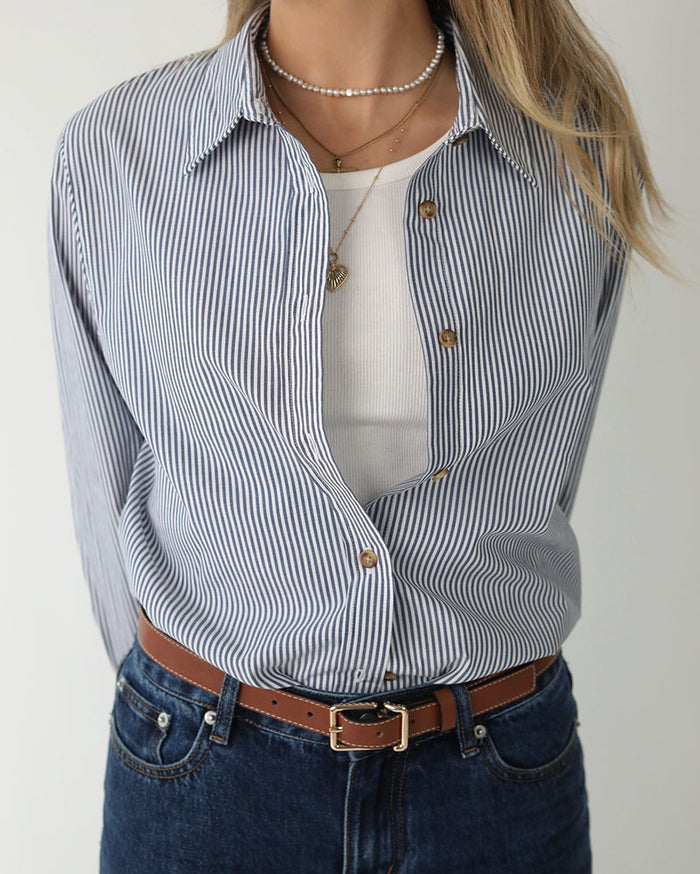 Penny Shirt | Blue Pin Stripe