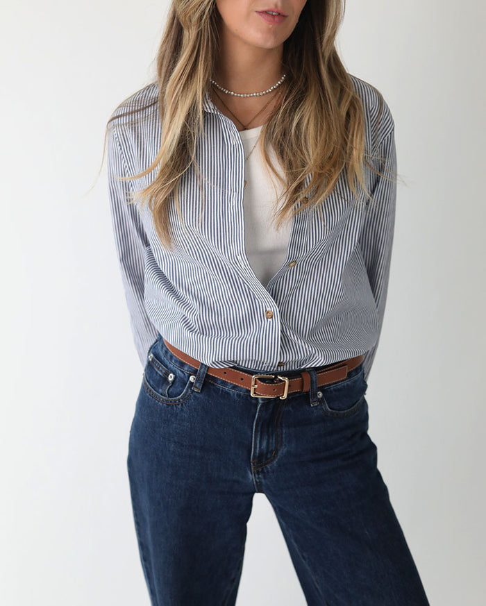 Penny Shirt | Blue Pin Stripe